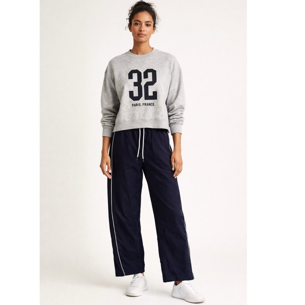 NWT H&M Two-Piece Athleisure Set 32 Paris France Sweatshirt Track Pants Navy